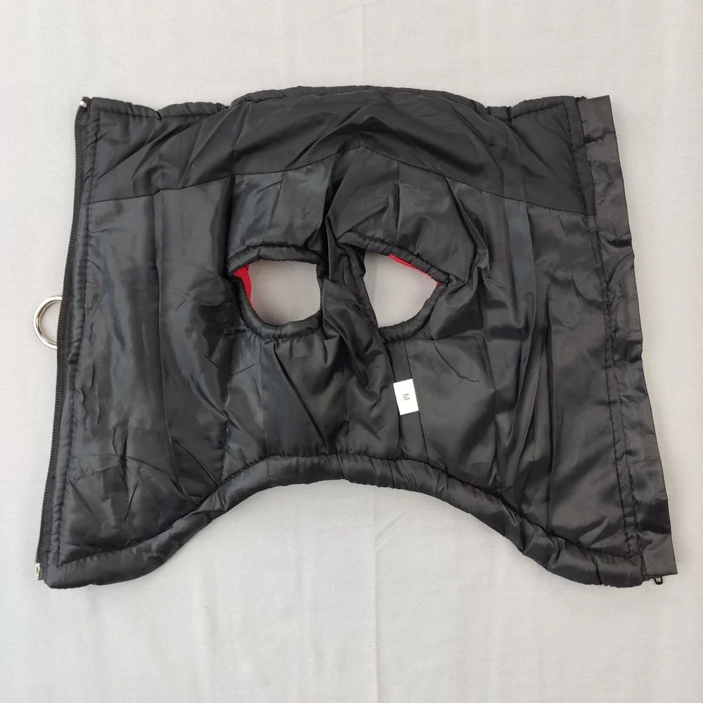Unbranded Dog Jacket Unisex Medium Black Red Puffer Vest Harness D-Rings Quilted